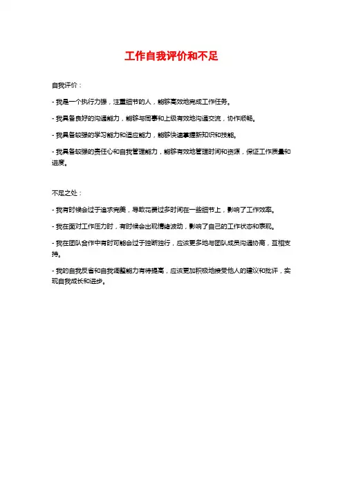 工作自我评价和不足