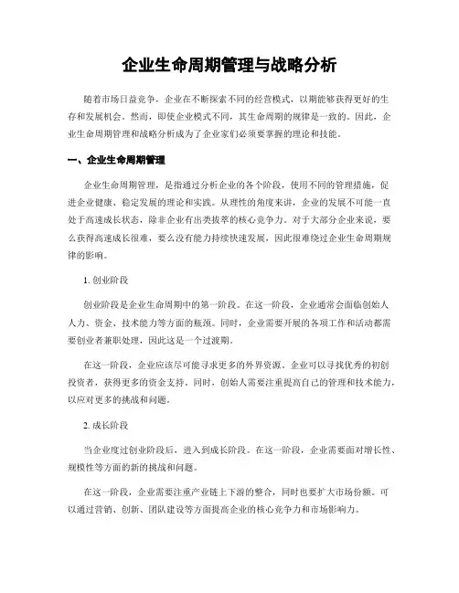 企业生命周期管理与战略分析