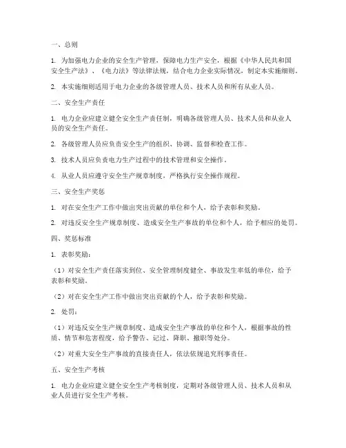 电力安全奖惩条例实施细则