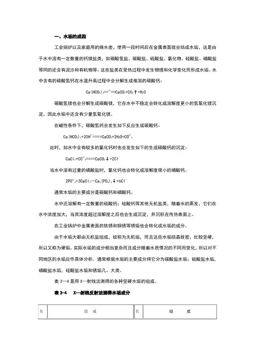 水垢的形成