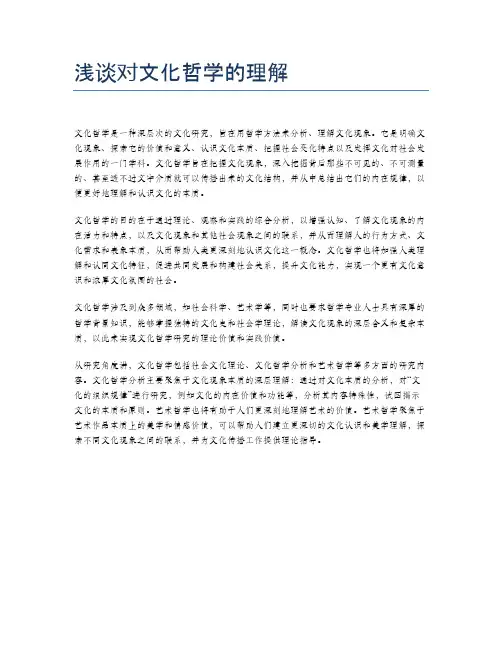 浅谈对文化哲学的理解
