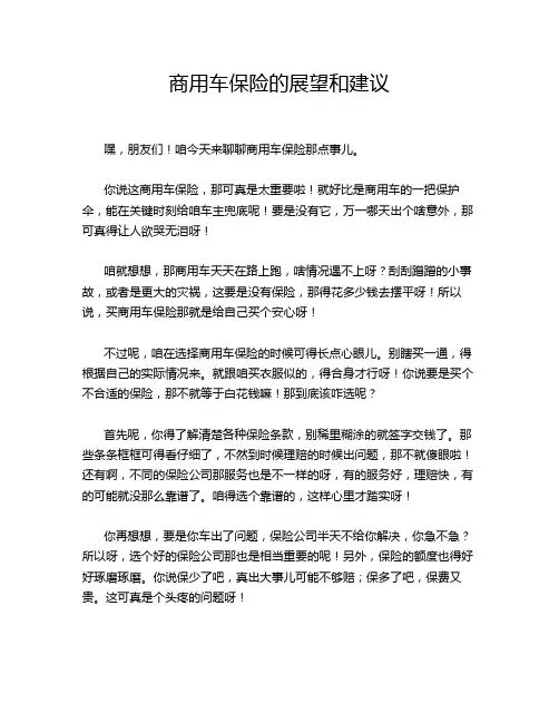 商用车保险的展望和建议
