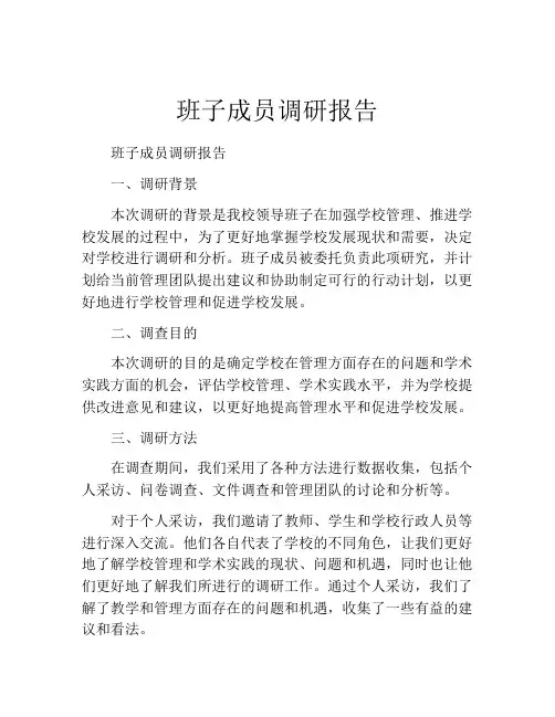班子成员调研报告
