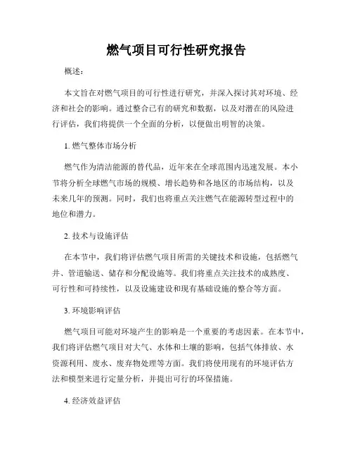 燃气项目可行性研究报告