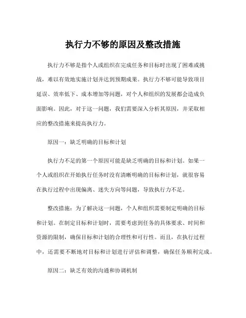执行力不够的原因及整改措施