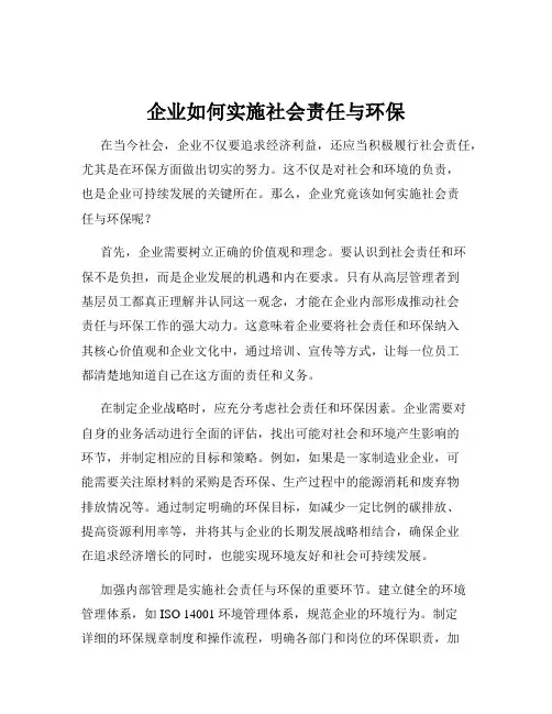 企业如何实施社会责任与环保