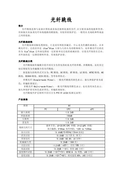 大方头SC光纤跳线
