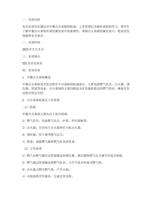 中餐点火的系统实训报告