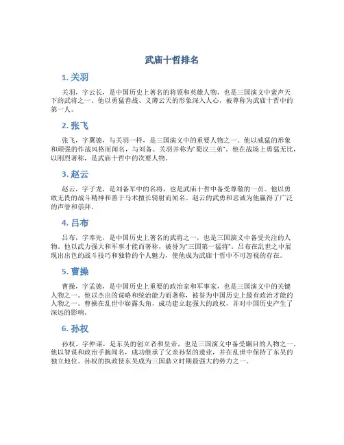 武庙十哲排名
