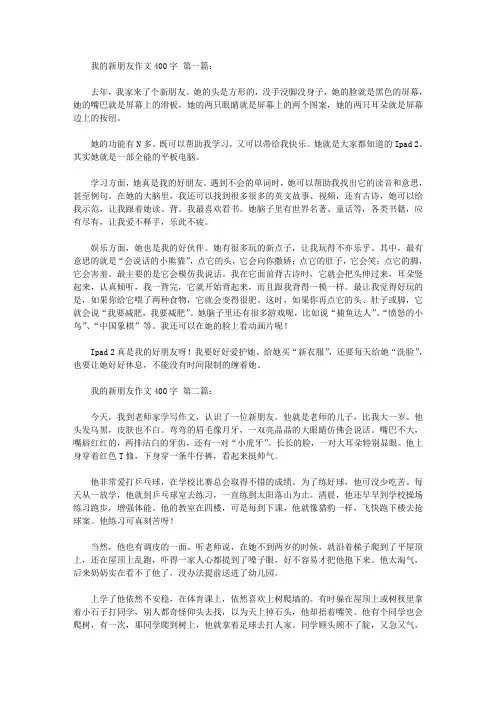 我的新朋友作文400字(5篇)