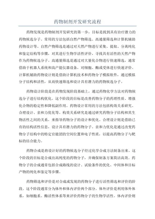 药物制剂开发研究流程