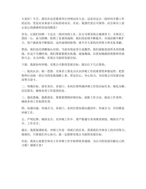 冲刺动员大会领导发言稿