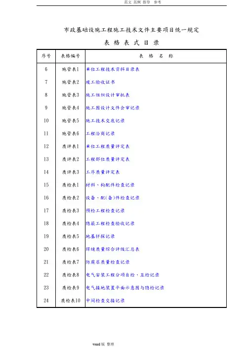 市政工程资料表格([完整版])