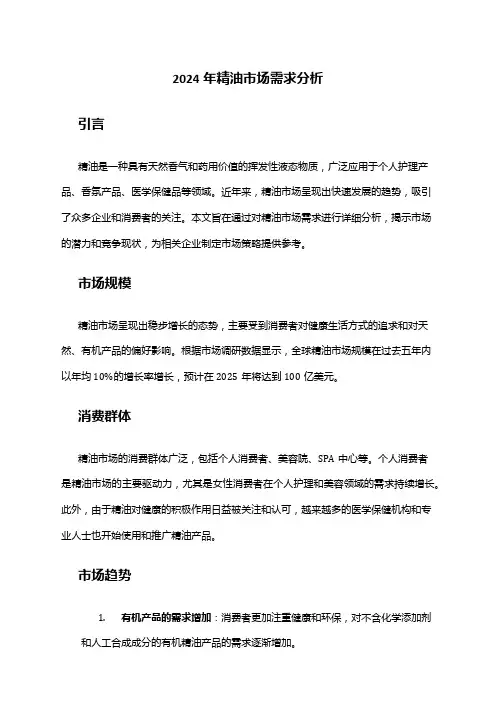 2024年精油市场需求分析
