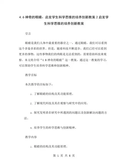 4.6神奇的眼睛：启发学生科学思维的培养创新教案2
