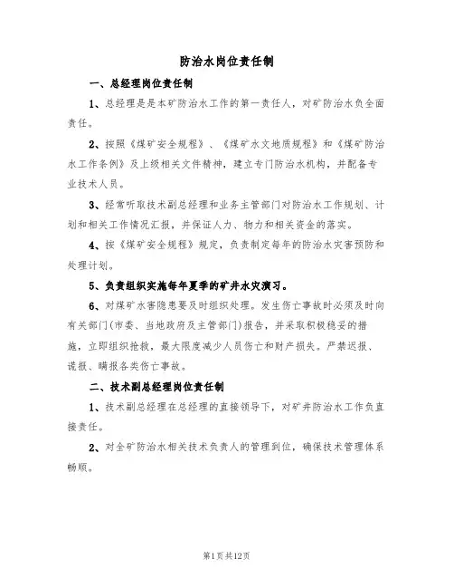 防治水岗位责任制（5篇）