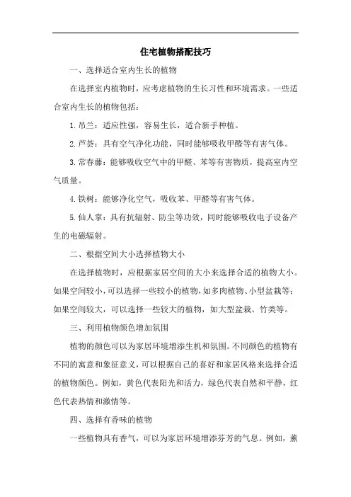 住宅植物搭配技巧
