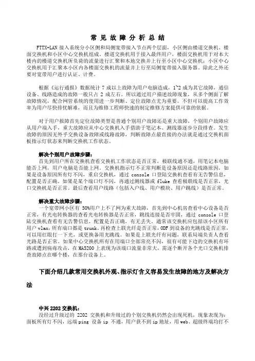 常 见 故 障 分 析 总 结