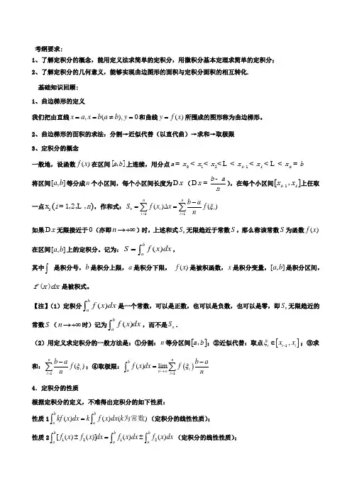 破解定积分的简单应用(理)-高三数学一轮复习热点难点突破