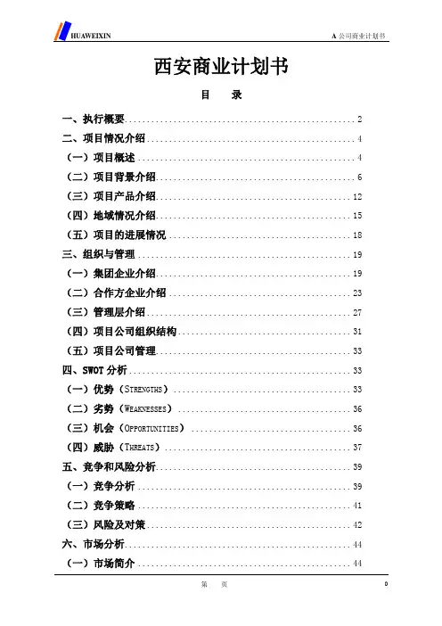 西安商业计划书