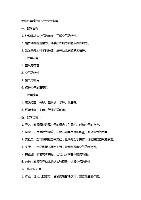 大班科学神奇的空气宝宝教案