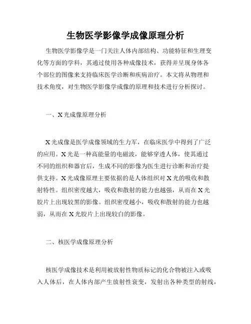 生物医学影像学成像原理分析