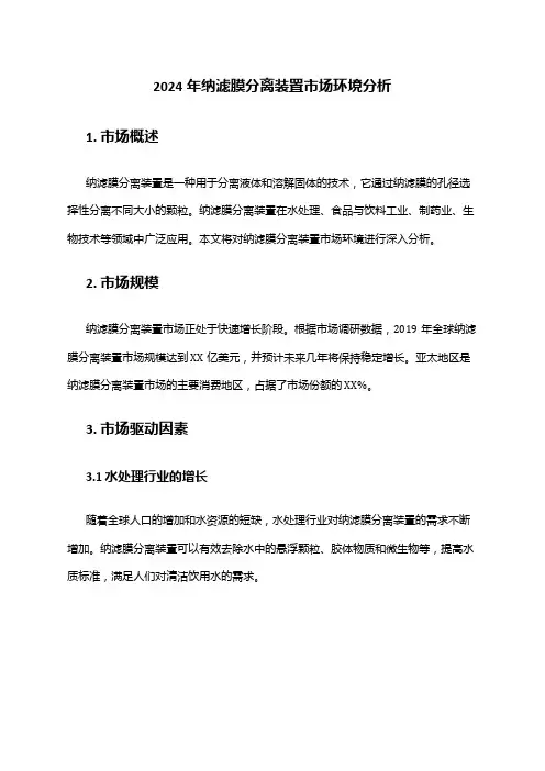 2024年纳滤膜分离装置市场环境分析