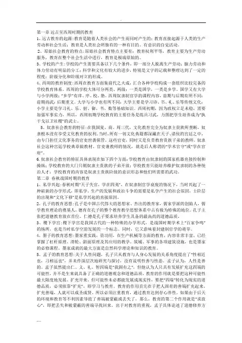 中外教育简史 复习要点