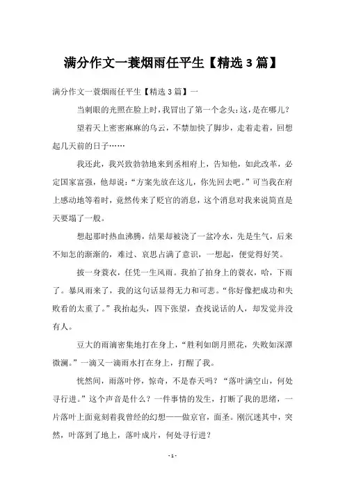 满分作文一蓑烟雨任平生【3篇】