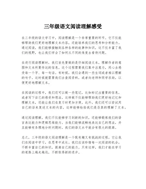 三年级语文阅读理解感受