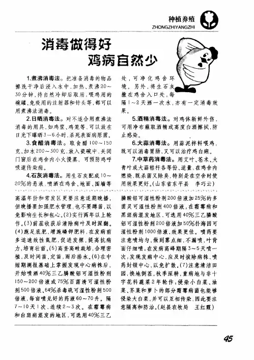 消毒做得好鸡病自然少