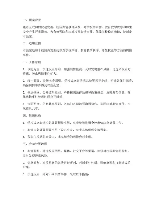 校园舆情应急预案范文