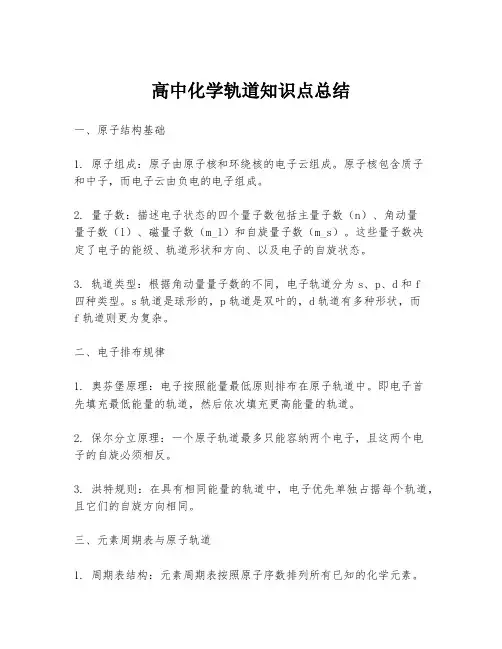 高中化学轨道知识点总结