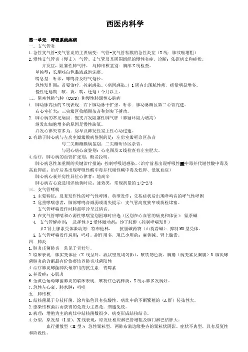 中医执业医师-内科学考点总结