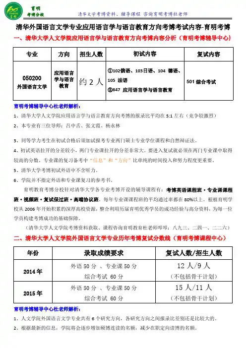 2016清华大学人文学院应用语言学与语言教育考博历年真题解析-育明考博