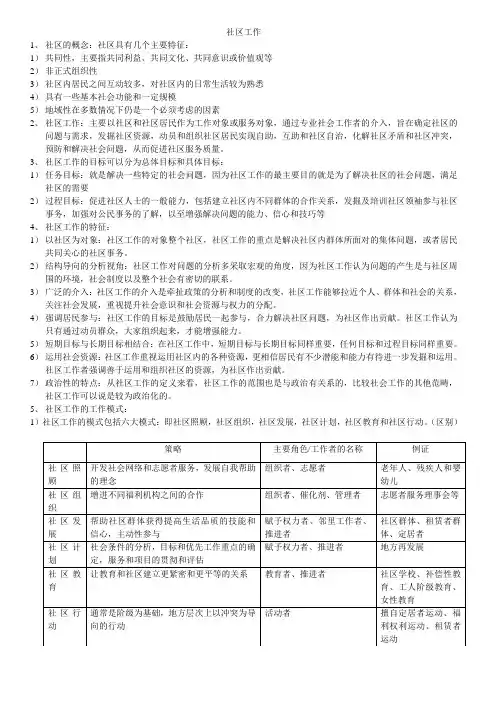 社区工作复习资料