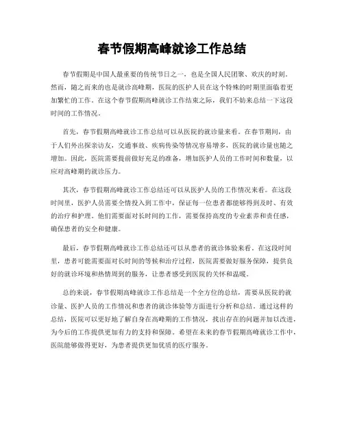 春节假期高峰就诊工作总结