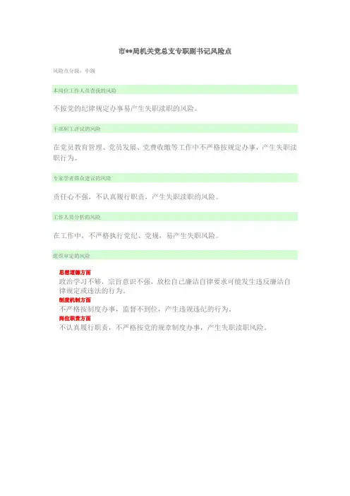 机关党总支专职副书记风险点