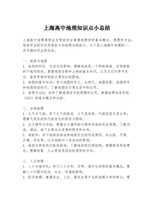 上海高中地理知识点小总结