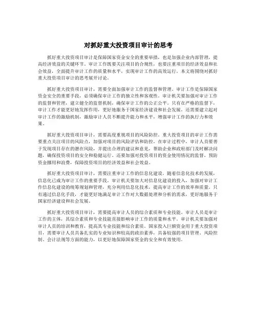 对抓好重大投资项目审计的思考