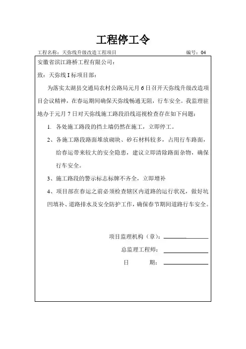 工程停工令