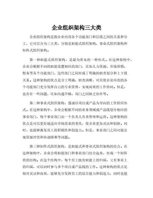 企业组织架构三大类