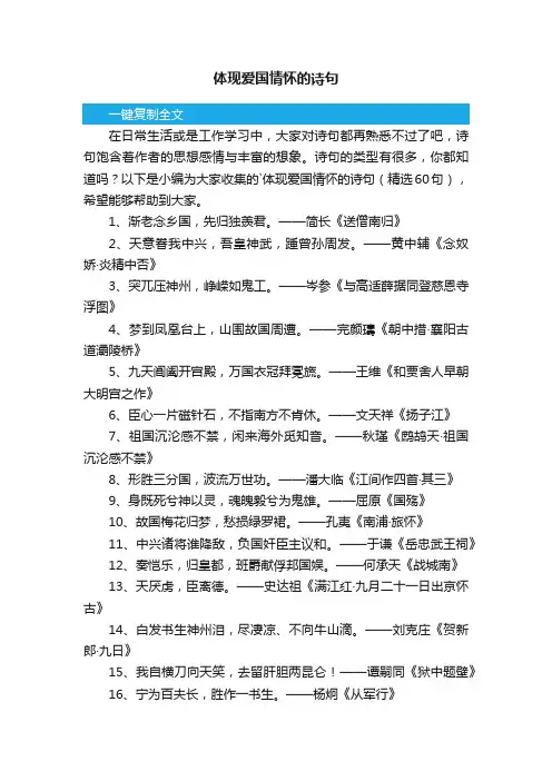 体现爱国情怀的诗句（精选60句）