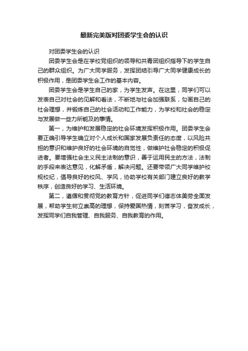 最新完美版对团委学生会的认识