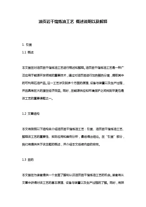 油页岩干馏炼油工艺_概述说明以及解释