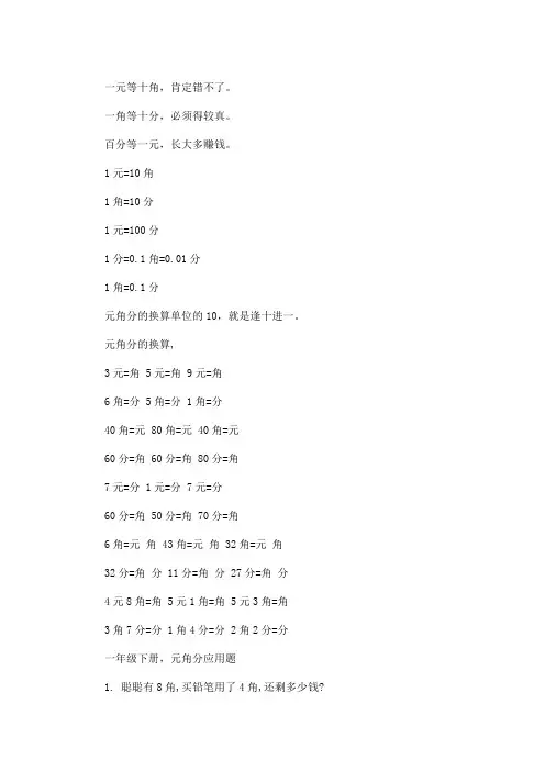 元角分换算口诀图(最新)