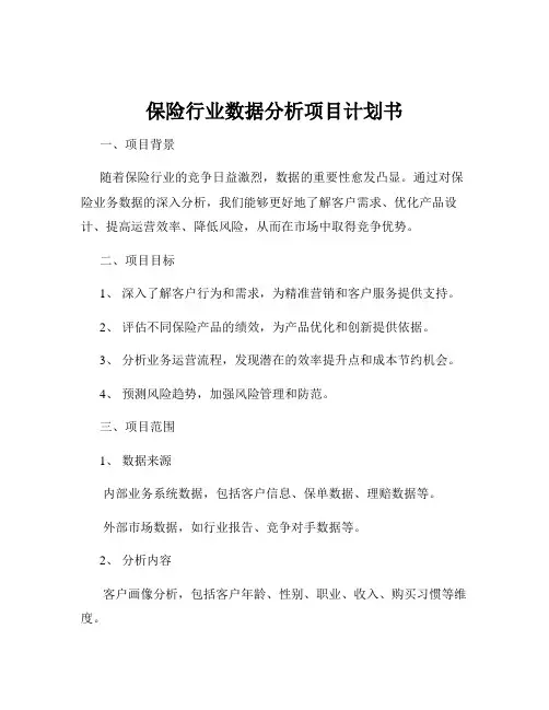 保险行业数据分析项目计划书