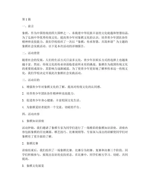关于象棋的社会实践活动(3篇)