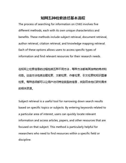 知网五种检索途径基本流程