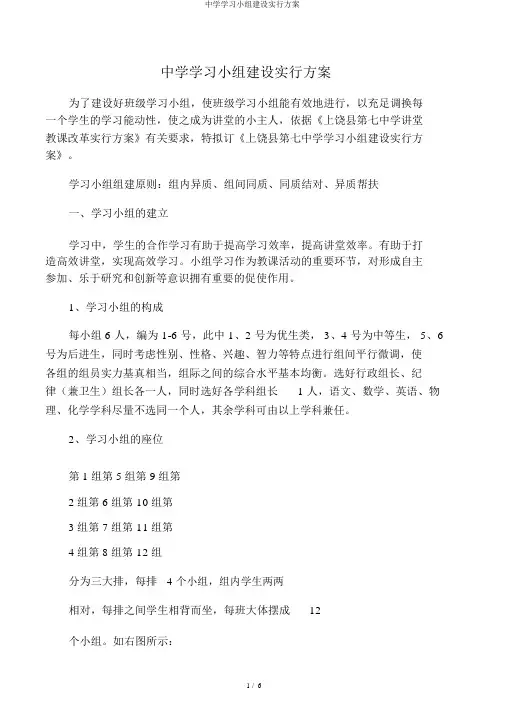 中学学习小组建设实施方案